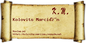 Kolovits Marcián névjegykártya